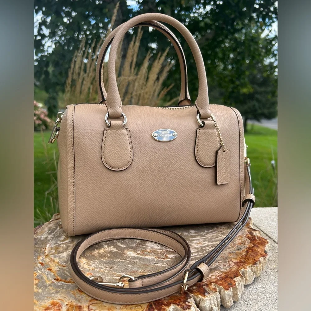 Coach Mini Bennet Sand Crossgrain Leather Satchel F33329 EUC Like New